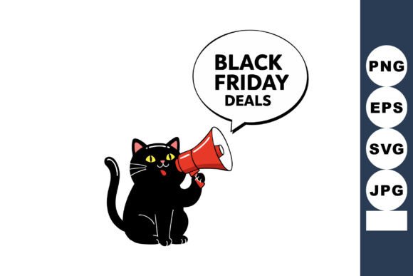 Download Black Cat Holding Megaphone Announcing B - Premium Bundle