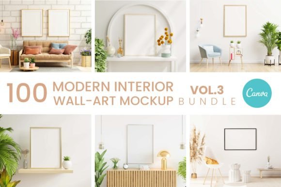 Download 100 Canva Modern Wall Art Mockup Pack P3 - Modern Collection
