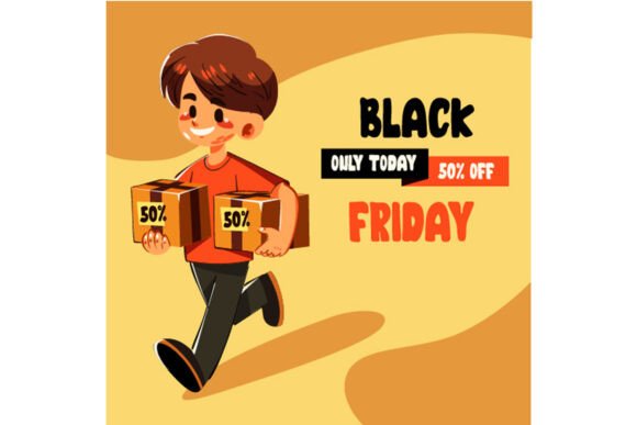 Download Black Friday Banner with Happy Young Man - Premium Bundle