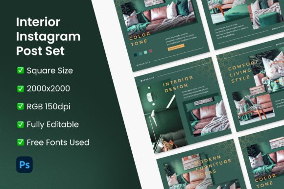 Download Modern Interior Instagram Post Set - Modern Collection